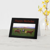 Pferde bei Sunset Happy Birthday Karte (Gelbe Blume)