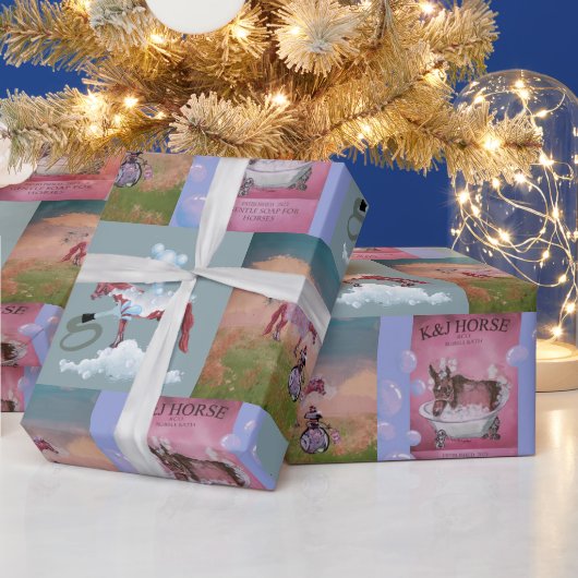 Pferde beim Baden Geschenkpapier (Feiertage)