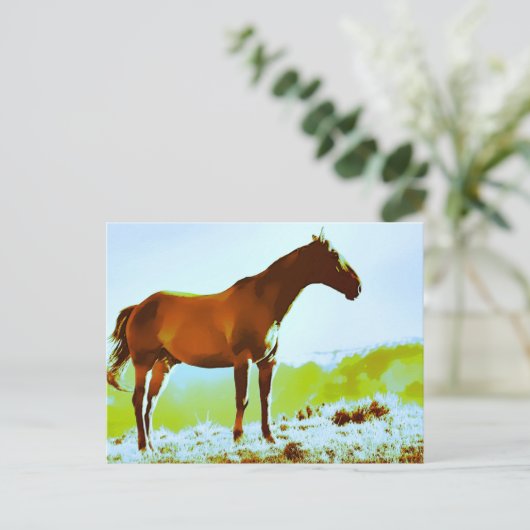 *~* Pferde - Berge AR22 Pferdekunst Postkarte (Stehend Vorderseite)