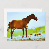 *~* Pferde - Berge AR22 Pferdekunst Postkarte (Vorne/Hinten)