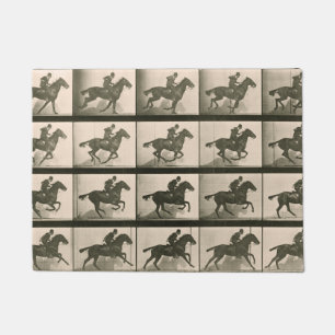 Pferde Bewegungs Vintage-Fotografie Fußmatte