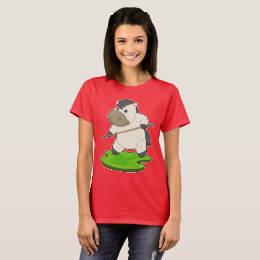 Pferde Billiard Queue T-Shirt (Vorne ganz)