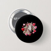 Pferde Blumen Herzen Frohen Valentinstag Reitsport Button (Vorne & Hinten)