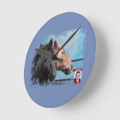 Pferde/Cabalos/Horses Runde Wanduhr (Winkel)