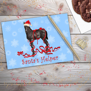 Pferde Colt Santa's Helfer Red Hat Schneeflocken Feiertagskarte