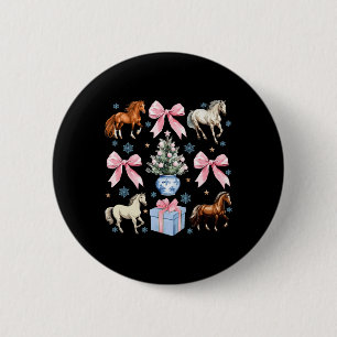 Pferde Coquette Bow Weihnachtspferde Bauer Cowgirl Button