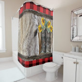 Pferde Cowboy Boots Barn Board Kariert Duschvorhang (Beispiel)
