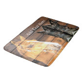 Pferde Cowboy Boots Rustic Barn Board Badematte (Schrägansicht)