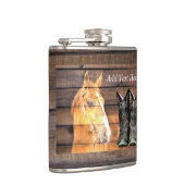 Pferde Cowboy Boots Rustic Barn Board Flachmann (Rechts)