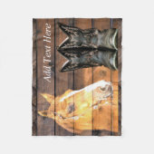 Pferde Cowboy Boots Rustic Barn Board Fleecedecke (Vorderseite)