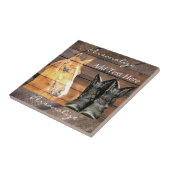 Pferde Cowboy Boots Rustic Barn Board Fliese (Seite)
