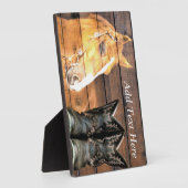 Pferde Cowboy Boots Rustic Barn Board Fotoplatte (Seite)