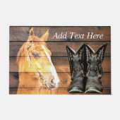 Pferde Cowboy Boots Rustic Barn Board Fußmatte (Vorderseite)
