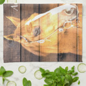 Pferde Cowboy Boots Rustic Barn Board Geschirrtuch (Gefaltet)