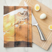 Pferde Cowboy Boots Rustic Barn Board Geschirrtuch (Viertel Falte)