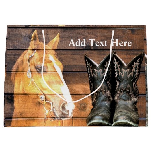 Pferde Cowboy Boots Rustic Barn Board Große Geschenktüte (Vorderseite)