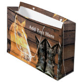 Pferde Cowboy Boots Rustic Barn Board Große Geschenktüte (Vorderseite Schrägansicht)