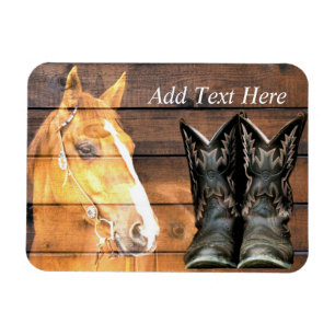Pferde Cowboy Boots Rustic Barn Board Magnet