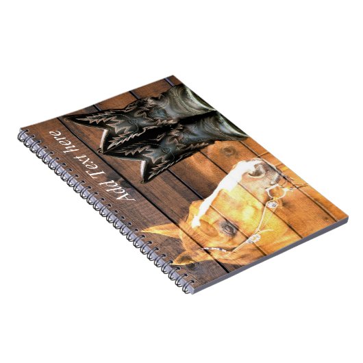 Pferde Cowboy Boots Rustic Barn Board Notizblock (Rechte Seite)