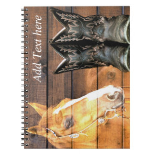 Pferde Cowboy Boots Rustic Barn Board Notizblock