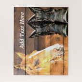 Pferde Cowboy Boots Rustic Barn Board Puzzle (Vertikal)