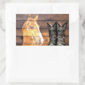 Pferde Cowboy Boots Rustic Barn Board Rechteckiger Aufkleber (Tasche)
