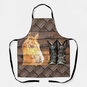 Pferde Cowboy Boots Rustic Barn Board Schürze