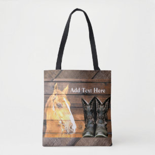 Pferde Cowboy Boots Rustic Barn Board Tasche