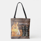 Pferde Cowboy Boots Rustic Barn Board Tasche (Rückseite)