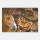 Pferde Cowboy Boots Sattelhufe Geschenkpapier Set (Vorderseite)