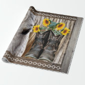 Pferde Cowboy Boots Sonnenblumen Barn Board Geschenkpapier (Ungerollt)