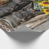 Pferde Cowboy Boots Sonnenblumen Barn Board Geschenkpapier (Ecke)