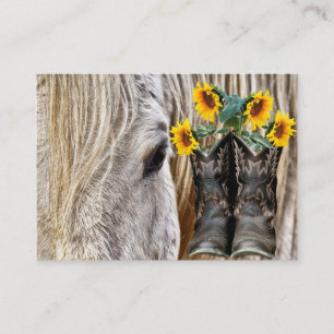 Pferde Cowboy Boots Sonnenblumen Visitenkarte