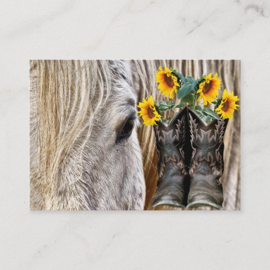 Pferde Cowboy Boots Sonnenblumen Visitenkarte (Vorderseite)