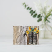 Pferde Cowboy Boots Sonnenblumen Visitenkarte (Stehend Vorderseite)