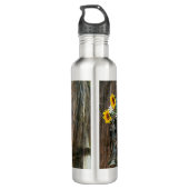 Pferde Cowboy Boots Sunflowers Rustic Barn Board Edelstahlflasche (Rückseite)