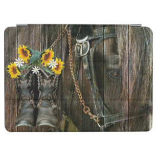Pferde Cowboy Boots Sunflowers Rustic Barn Board iPad Air Hülle