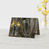 Pferde Cowboy Boots Sunflowers Rustic Barn Board Karte (Gelbe Blume)