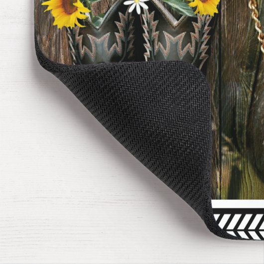 Pferde Cowboy Boots Sunflowers Rustic Barn Board Mousepad (Ecke)