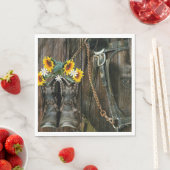 Pferde Cowboy Boots Sunflowers Rustic Barn Board Serviette (Beispiel)