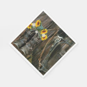 Pferde Cowboy Boots Sunflowers Rustic Barn Board Serviette (Ecke)