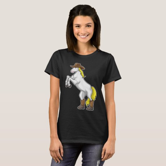 Pferde Cowboy Boots T-Shirt (Vorne ganz)