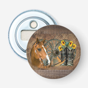 Pferde Cowboy Boots Wagon Wheel Sonnenblumen Weste Flaschenöffner