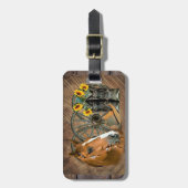 Pferde Cowboy Boots Wagon Wheel Sonnenblumen Weste Gepäckanhänger (Vorderseite vertikal)