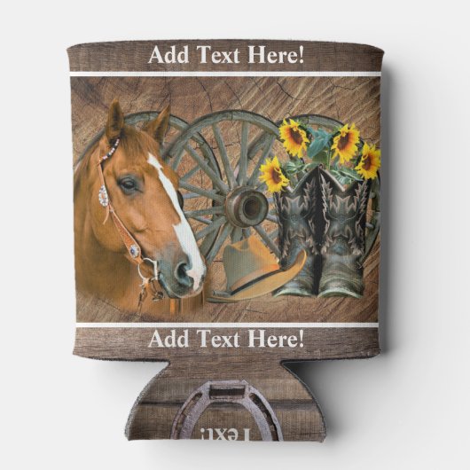 Pferde Cowboy Boots Wagon Wheel Western Dosenkühler (Rückseite)