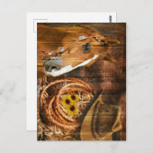 Pferde Cowboy Hat Lasso Sonnenblume Rustikales Bar Postkarte (Vorne/Hinten)