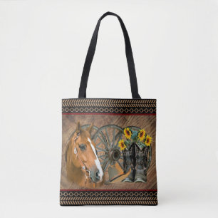 Pferde Cowboy Hat Lasso Western Sonnenblumen Tasche