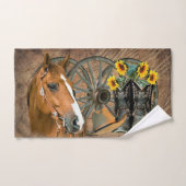 Pferde Cowboy Hat Western Wagon Wheels Sonnenblume Badhandtuch Set (Handtuch)