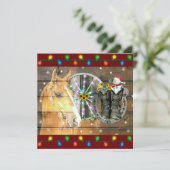 Pferde Cowboy Stiefel Snowman Weihnachten Dankeskarte (Stehend Vorderseite)