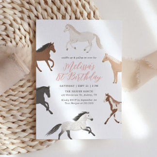 Pferde Cowgirl Reittier Geburtstag Einladung